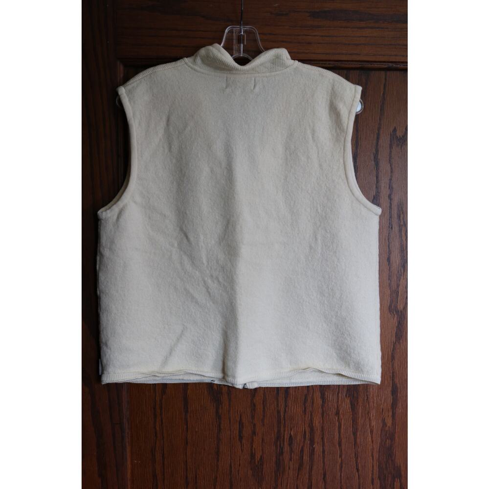 WOOLRICH Vest Jacket Wool Womens Large Cream Camel Full Zip Minimalist Neutral - Picture 2 of 11